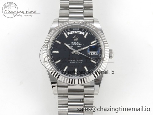 VS공장 데이데이트 텅스텐(무게맞춤) 40mm 228239 1:1 Best Edition Black Stick Dial on President Bracelet VS3255