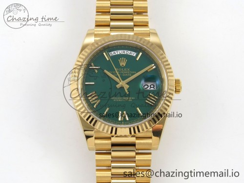 VS공장 데이데이트 텅스텐(무게맞춤) 40mm 228238 1:1 Best Edition Green Roman Dial on President Bracelet VS3255