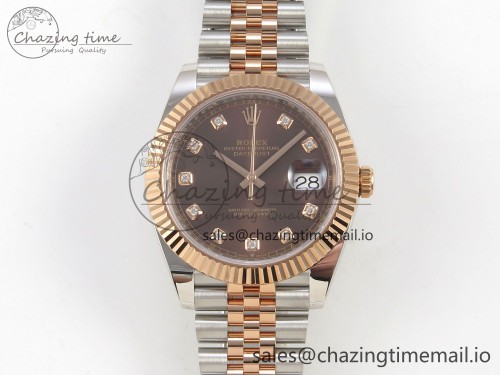 AR공장 데이저스트 41MM 텅스텐(무게맞춤) 126331 SS/RG ARF 1:1 Best Edition Brown Diaomonds Dial on Jubilee Bracelet SH3235 (Weighted)