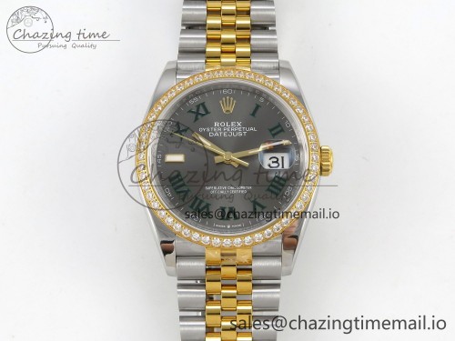VS공장 데이저스트 36mm 126283 904L SS/YG VSF 1:1 Best Edition Gray Dial Roman Markers On Jubilee Bracelet VS3235