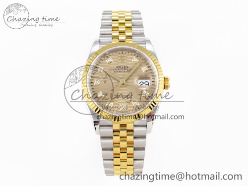 VS공장 데이저스트 36mm SS 126233 VSF 1:1 Best Edition 904L Steel YG Textured Diamonds Dial on Jubilee Bracelet VS3235