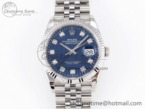 VS공장 데이저스트 36mm SS 126234 VSF 1:1 Best Edition 904L Steel Blue Textured Diamonds Dial on Jubilee Bracelet VS3235