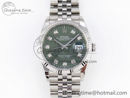 VS공장 데이저스트 36mm SS 126234 VSF 1:1 Best Edition 904L Steel Green Leaf Diamonds Dial on Jubilee Bracelet VS3235