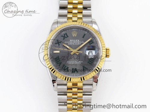VS공장 데이저스트 36mm SS/YG 126233 VSF 1:1 Best Edition 904L Steel Gray Dial Green Roman Marker on Jubilee Bracelet VS3235