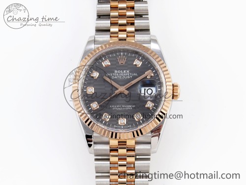 VS공장 데이저스트 36mm SS/RG 126231 VSF 1:1 Best Edition 904L Steel Gray Textured Diamonds Dial on Jubilee Bracelet VS3235