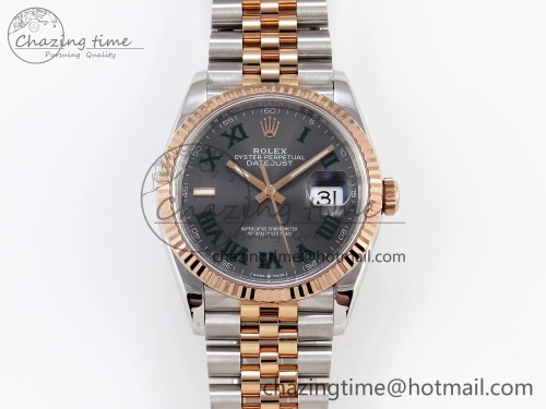 VS공장 데이저스트 36mm SS/RG 126231 VSF 1:1 Best Edition 904L Steel Gray Textured Diamonds Dial on Jubilee Bracelet VS3235