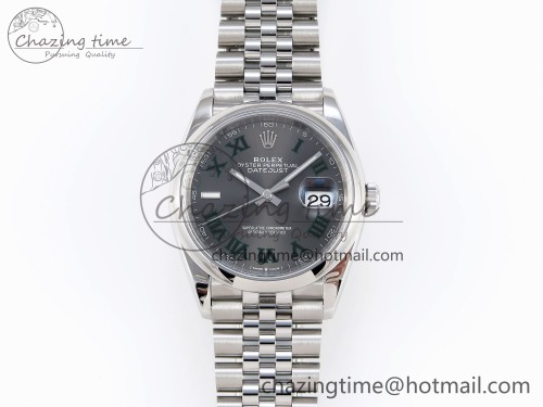VS공장 데이저스트 36mm SS 126200 VSF 1:1 BEST EDITION 904L STEEL GRAY DIAL GREEN ROMAN ON JUBILEE BRACELET VS3235