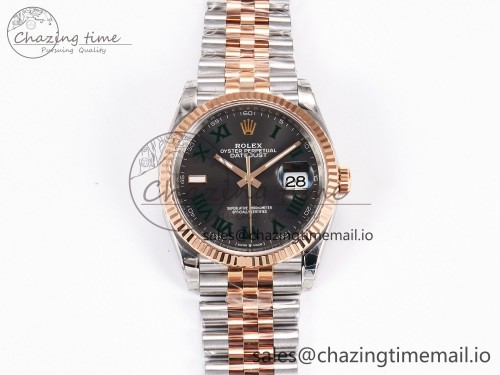VS공장 데이저스트 36mm SS/RG 126231 VSF 1:1 Best Edition 904L Steel Gray Dial Green Roman Marker on Jubilee Bracelet VS3235