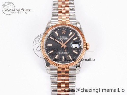 VS공장 데이저스트 36mm SS/RG 126231 VSF 1:1 Best Edition 904L Steel Gray Textured Stick Dial on Jubilee Bracelet VS3235