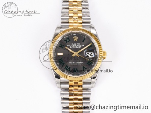 VS공장 데이저스트 36mm SS/YG 126233 VSF 1:1 Best Edition 904L Steel Gray Dial Green Roman Marker on Jubilee Bracelet VS3235