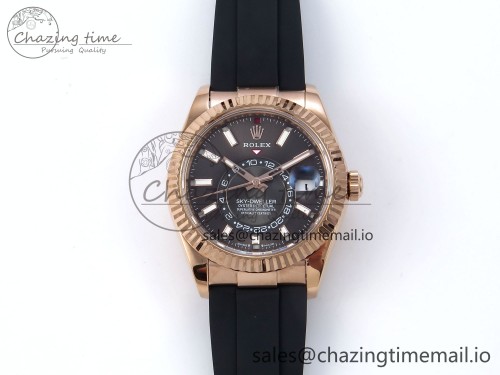 ZF 스카이드웰러 텅스텐(무게맞춤)336235 RG ZF 1:1 Best Edition Gray Dial on Oysterflex Strap A23J (Gain Weight)