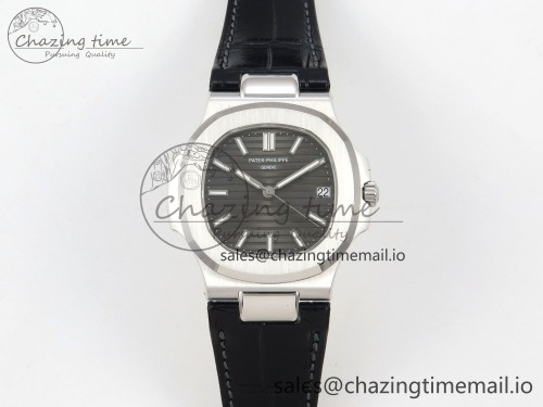 DDF공장 5711 텅스텐(무게맞춤)  1:1 Best Edition Gray Textured Dial on Black Leather Strap A324 Super Clone(Weighted)