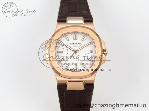 DDF공장 5711 텅스텐(무게맞춤) RG 1:1 Best Edition White Textured Dial on Brown Leather Strap A324 Super Clone(Weighted)