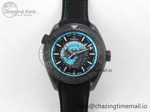 VS공장 플래닛오션 GMT 월드타이머 45.5mm 블랙 세라믹 블루다이얼 1:1 Best Edition Black/blue Dial On Black Rubber Strap Super Clone 8938