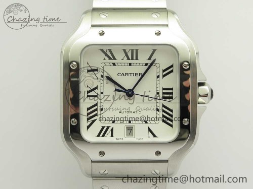 BV공장 산토스 라지 40mm 1:1 Best Edition White Dial on SS SmartLinks Bracelet MIYOTA 9015