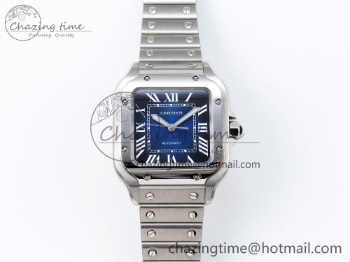 BV공장 산토스 미디움 35mm 블루 다이얼 1:1 Best Edition Blue Dial on SS SmartLinks Bracelet MIYOTA 9015