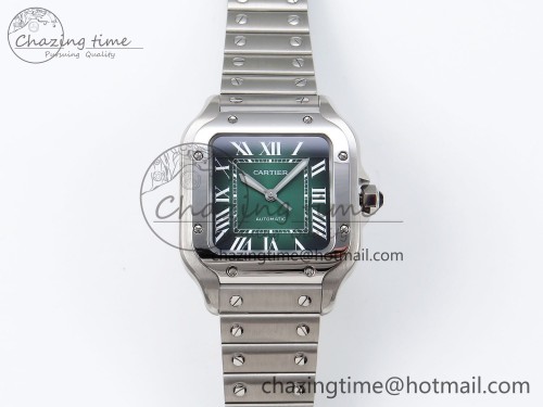 BV공장 산토스 미디움 35mm 그린 다이얼 1:1 Best Edition Green Dial on SS SmartLinks Bracelet MIYOTA 9015