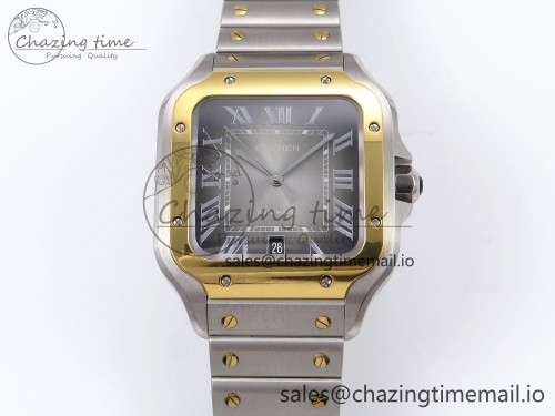 BV공장 산토스 라지 40mm 그레이 다이얼 옐로골드 콤비  1:1 Best Edition Gray Dial on SS SmartLinks Bracelet MIYOTA 9015