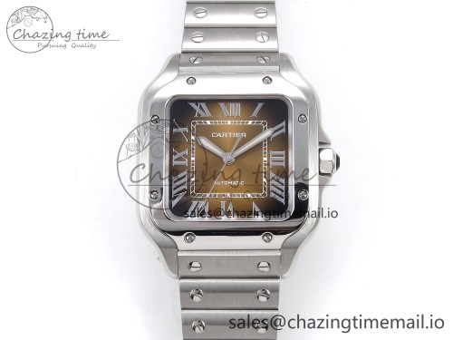 BV공장 산토스 미디움 35mm 브라운 다이얼 1:1 Best Edition Brown Dial on SS SmartLinks Bracelet MIYOTA 9015 V2