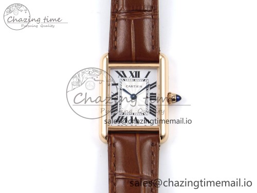 AF공장 탱크루이 로즈골드 22mm 스몰 1:1 Best Edition White Dial on Brown Leather Strap Ronda Quartz