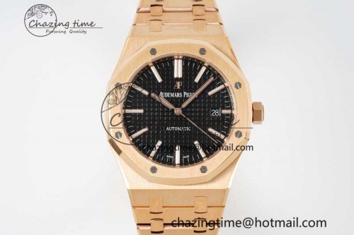 ZF공장 15400 로즈골드 블랙 다이얼 1:1 Best Edition Black Textured Dial on RG Bracelet V2 SA3120 Super Clone