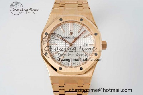 ZF공장 15400 로즈골드 화이트 다이얼 1:1 Best Edition White Textured Dial on RG Bracelet V2 SA3120 Super Clone