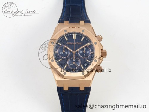 DD공장 26240 로즈골드 블루 레더(SW다이얼) Royal Oak Chrono 26240 RG DDF 1:1 Best Edition Blue Dial on Blue Leather Strap DD4401 Super Clone Gain Weight (SW Dial)
