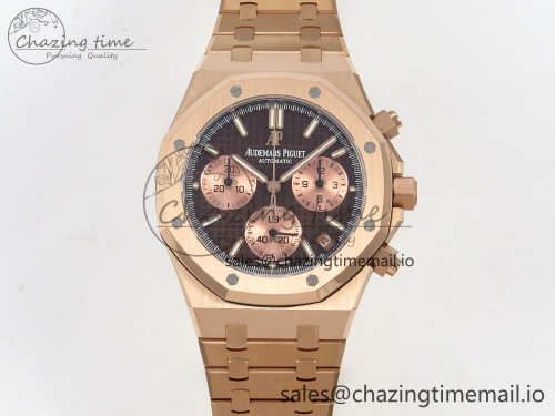 DD공장 26240 로즈골드 브라운 Royal Oak Chrono 26240 RG DDF 1:1 Best Edition Brown/RG Dial on RG Bracelet DD4401 Super Clone Gain Weight (SW Dial)