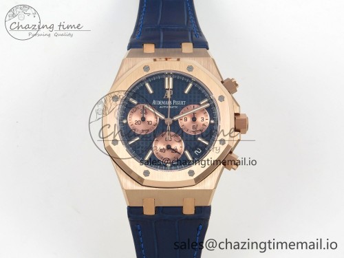 DD공장 26240 로즈골드 블루 레더(SW다이얼) Royal Oak Chrono 26240 RG DDF 1:1 Best Edition Blue/RG Dial on Blue Leather Strap DD4401 Super Clone (SW Dial)
