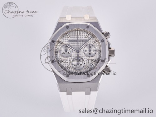 DD공장 26240 실버다이얼(50주년) Royal Oak Chrono 26240 SS DDF 1:1 Best Edition Silver Dial on White Rubber Strap DD4401 Super Clone (50th Anniversary)
