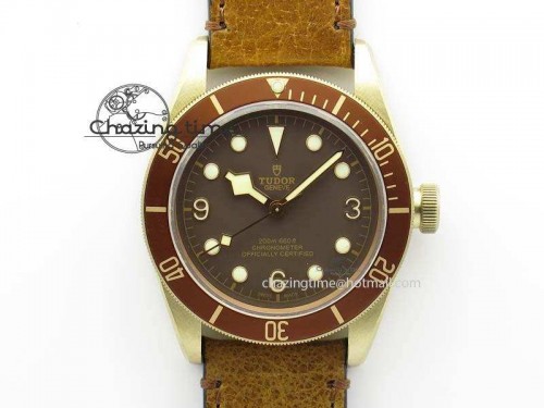 Heritage Black Bay Bronze ZF 1:1 Best Edition On Aged Brown Leather Strap A2824 V2