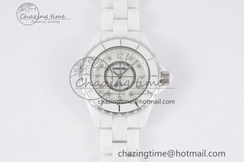 XF공장 J12 화이트세라믹 다이아10P 다이얼 33mm XF 1:1 Best Edition White Ceramic White No Date Diamonds Dial on Bracelet Swiss Quartz