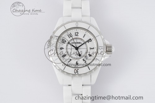 XF공장 J12 화이트세라믹 33mm XF 1:1 Best Edition White Ceramic White Numeral Dial on Bracelet Swiss Quartz