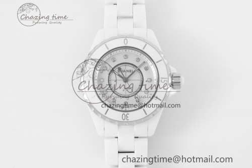 XF공장 J12 화이트세라믹 다이아 다이얼 33mm XF 1:1 Best Edition White Ceramic White No Date Diamonds Dial on Bracelet Swiss Quartz