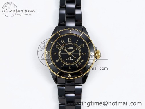BV공장 J12 옐로골드 블랙세라믹 38mm YG Black Ceramic BVF 1:1 Best Edition Black Dial on Bracelet A12.1
