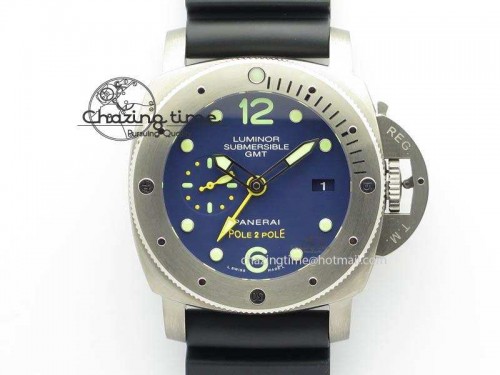 PAM719 S Titanium “Pole2Pole ” VSF 1:1 Best Edition On Black Rubber Strap P.9001 Super Clone