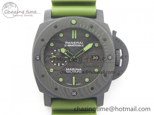 PAM961 Carbotech VSF Best Edition Carbon Dial on Green Rubber Strap P.9010 Clone