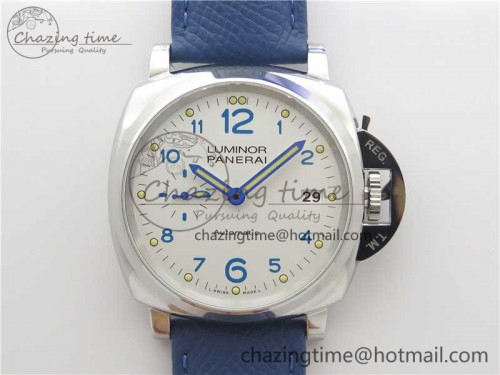 PAM906 Luminor Due VSF Best Edition White Dial on Blue Leather Strap AXXXIV