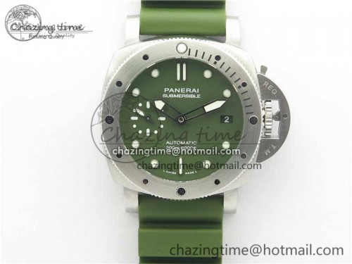 PAM1055 Luminor Submersible 42mm Verde Militare VSF 1:1 Best Edition on Green Rubber Strap P.900 Clone
