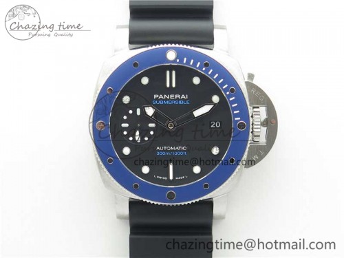 PAM 1209 42mm VSF Blue Ceramic Bezel 1:1 Best Edition Black Dial on Rubber Strap P.9010 Clone