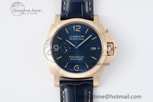 PAM1114 VSF 1:1 Best Edition Black Dial on Blue Leather Strap P9010