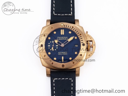 PAM1074 W BRONZO VSF 1:1 BEST EDITION BLUE DIAL ON BLUE CALFSKIN STRAP P.900 CLONE