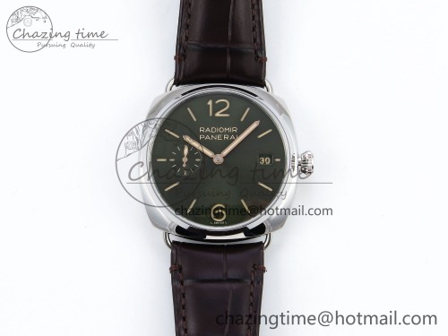 PAM1386 Radiomir 40mm VSF 1:1 Best Edition Green Dial on Brown Leather Strap P900