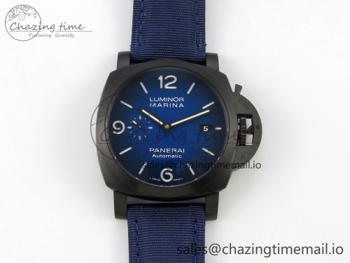 PAM2319 44mm DLC VSF 1:1 Best Edition Blue Ombre Dial on Blue Nylon Strap Asian P900
