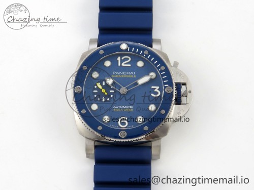 PAM1676 44mm Submersible VSF 1:1 Best Edition Blue Dial On Blue Rubber Strap P.900 Super Clone