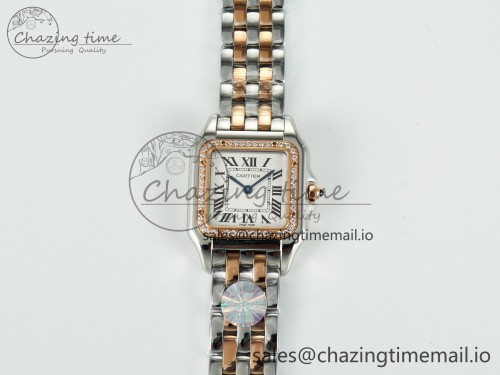 BV(J12)공장 팬더 시크릿 로즈골드 콤비 다이아 베젤 27mm 미디움 1:1 Best Edition White Dial on SS/RG Bracelet Ronda Quartz