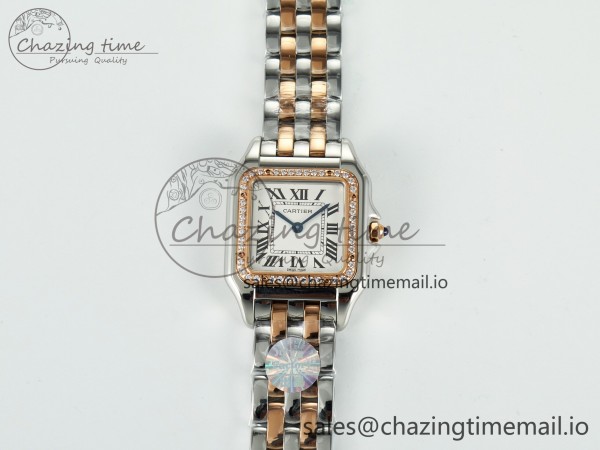BV(J12)공장 팬더 시크릿 로즈골드 콤비 다이아 베젤 27mm 미디움 1:1 Best Edition White Dial on SS/RG Bracelet Ronda Quartz